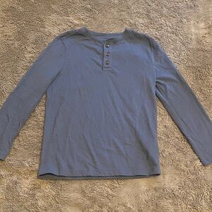 Blue Long Sleeve Henley Shirt